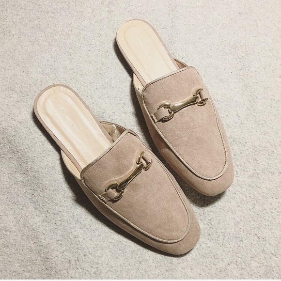 nude loafer mules